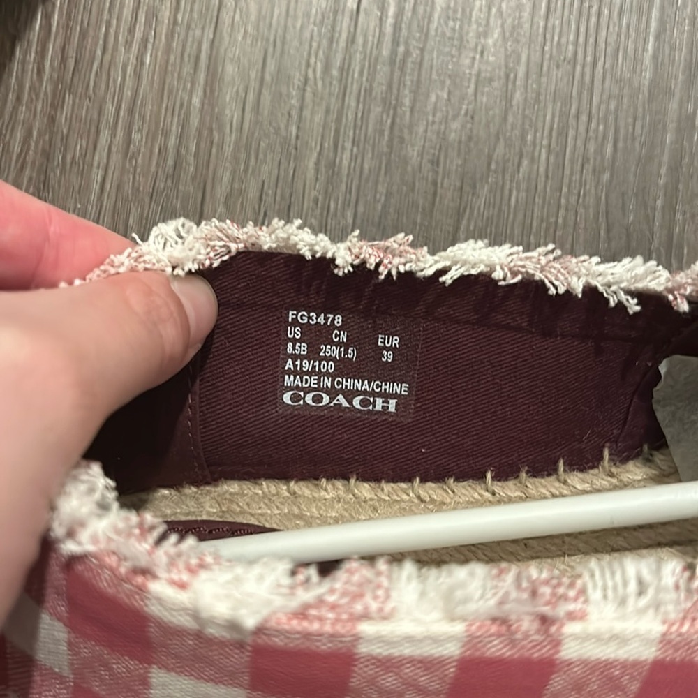 Coach Celina Espadrille Pink Gingham Slip On Shoes Like New Size 8.5B - Picture 8 of 8
